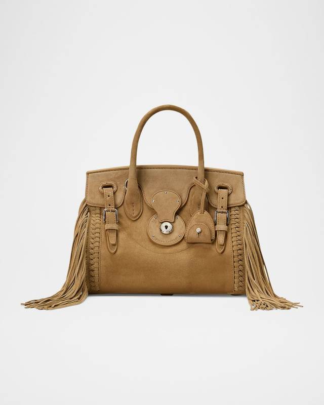 Soft Ricky 27 Fringe-Trim Calf-Suede Top-Handle Bag